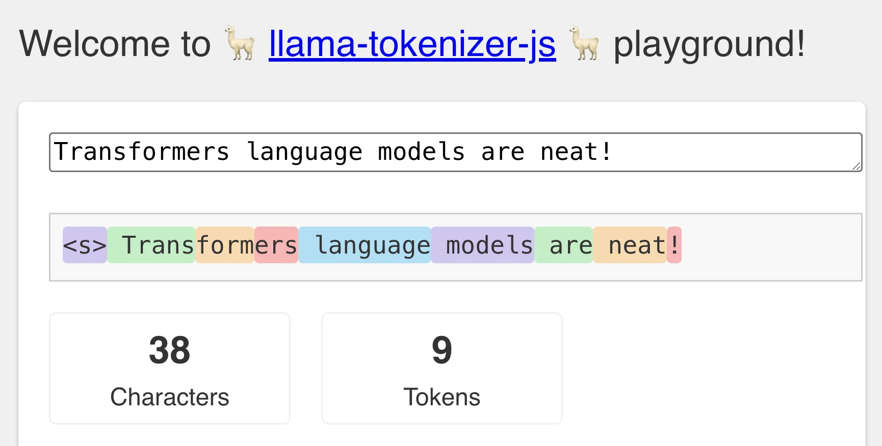 llama-tokenizer-js playground